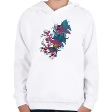 PRINTFASHION Absztrakt virág - Gyerek kapucnis pulóver - Fehér gyerek pulóver, kardigán