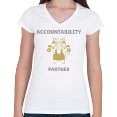 PRINTFASHION Accountability partner- Számonkérő edző társ  - Női V-nyakú póló - Fehér