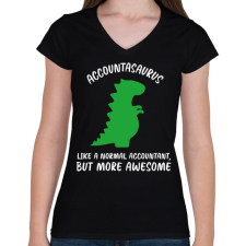 PRINTFASHION Accountasaurus - Női V-nyakú póló - Fekete női póló