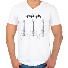 PRINTFASHION Acoustic guitar - Férfi V-nyakú póló - Fehér férfi póló