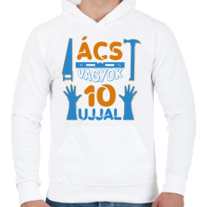 PRINTFASHION Ács vagyok 10 ujjal - Férfi kapucnis pulóver - Fehér