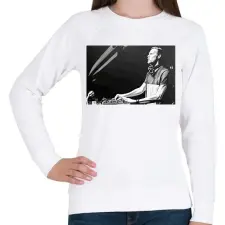 PRINTFASHION Adam Beyer - Női pulóver - Fehér női pulóver, kardigán