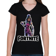 PRINTFASHION Adanna of the deep - fortnite - Női V-nyakú póló - Fekete