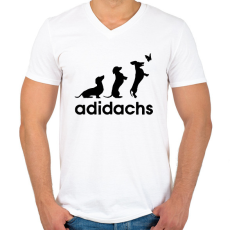PRINTFASHION Adidachs - Férfi V-nyakú póló - Fehér