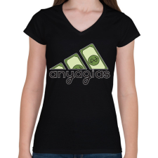 PRINTFASHION adidas anyagias - Női V-nyakú póló - Fekete női póló