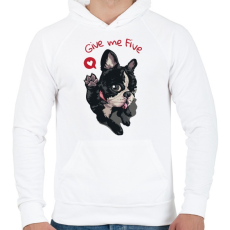 PRINTFASHION Adj egy ötöst - Férfi kapucnis pulóver - Fehér