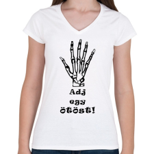PRINTFASHION Adj egy ötöst! - Női V-nyakú póló - Fehér női póló