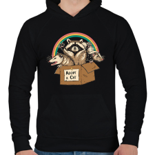 PRINTFASHION Adopt a cat - Férfi kapucnis pulóver - Fekete férfi pulóver, kardigán