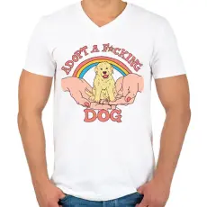 PRINTFASHION Adopt a dog - Férfi V-nyakú póló - Fehér