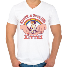 PRINTFASHION Adopt a kitten - Férfi V-nyakú póló - Fehér férfi póló