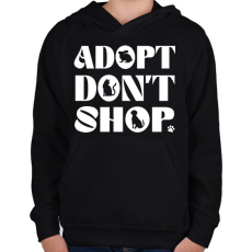 PRINTFASHION Adopt don't shop - Gyerek kapucnis pulóver - Fekete