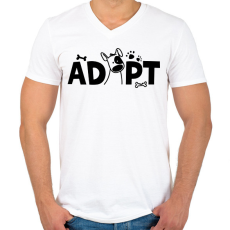 PRINTFASHION Adopt - Örökbefogadás - Férfi V-nyakú póló - Fehér
