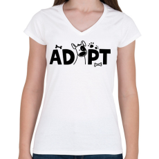 PRINTFASHION Adopt - Örökbefogadás - Női V-nyakú póló - Fehér
