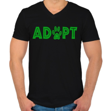 PRINTFASHION Adoptálás - Férfi V-nyakú póló - Fekete férfi póló