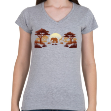 PRINTFASHION Afrika - Női V-nyakú póló - Sport szürke női póló