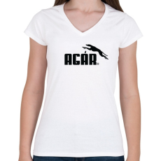 PRINTFASHION Agár / greyhound logó (fekete) - Női V-nyakú póló - Fehér