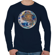 PRINTFASHION Agár kör motívumban - Férfi hosszú ujjú póló - Sötétkék