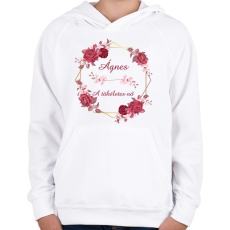 PRINTFASHION Ágnes - Gyerek kapucnis pulóver - Fehér