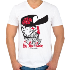 PRINTFASHION Agyas - Férfi V-nyakú póló - Fehér férfi póló