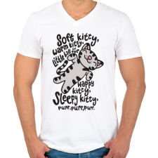 PRINTFASHION Agymenők Soft Kitty - Férfi V-nyakú póló - Fehér férfi póló