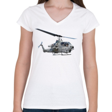 PRINTFASHION AH-1 Cobra - Női V-nyakú póló - Fehér női póló