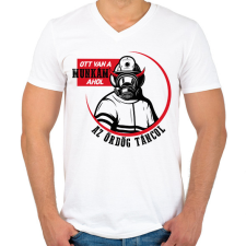 PRINTFASHION Ahol az ördög táncol - Férfi V-nyakú póló - Fehér férfi póló