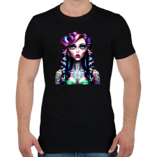 PRINTFASHION AI_Android_Tetovált_Lány_1 - Férfi póló - Fekete férfi póló