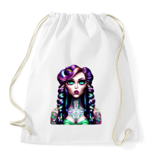 PRINTFASHION AI_Android_Tetovált_Lány_1 - Sportzsák, Tornazsák - Fehér tornazsák