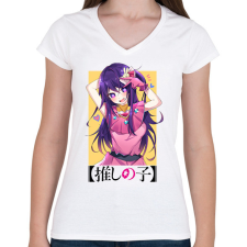 PRINTFASHION Ai Hoshino - Női V-nyakú póló - Fehér női póló