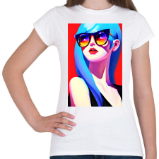 PRINTFASHION AI_Napszemüveges_Lány_2 - Női póló - Fehér női póló