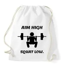 PRINTFASHION Aim high. Squat low. - Sportzsák, Tornazsák - Fehér tornazsák