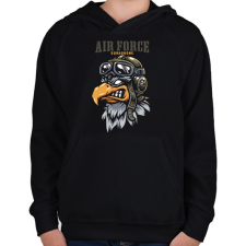 PRINTFASHION Air Force - Gyerek kapucnis pulóver - Fekete gyerek pulóver, kardigán