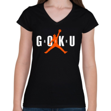 PRINTFASHION AIR GOKU - Női V-nyakú póló - Fekete