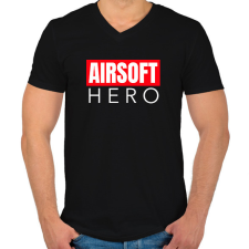 PRINTFASHION AIRSOFT HERO - Férfi V-nyakú póló - Fekete férfi póló