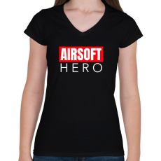 PRINTFASHION AIRSOFT HERO - Női V-nyakú póló - Fekete