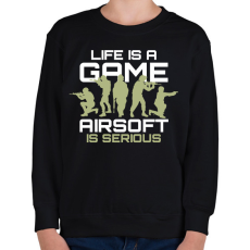 PRINTFASHION Airsoft is serious - Gyerek pulóver - Fekete