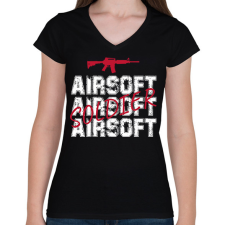 PRINTFASHION Airsoft soldier - Női V-nyakú póló - Fekete női póló