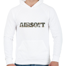 PRINTFASHION Airsotf - terepmintás - Férfi kapucnis pulóver - Fehér