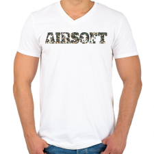 PRINTFASHION Airsotf - terepmintás - Férfi V-nyakú póló - Fehér férfi póló