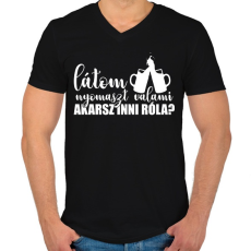 PRINTFASHION Akarsz inni róla? - Férfi V-nyakú póló - Fekete