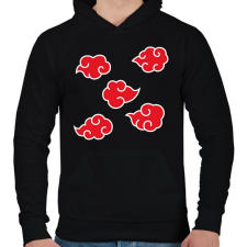 PRINTFASHION Akatsuki felhők - Férfi kapucnis pulóver - Fekete férfi pulóver, kardigán