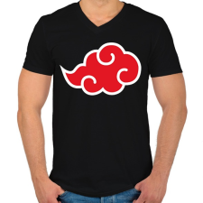 PRINTFASHION Akatsuki vörös felhő - Férfi V-nyakú póló - Fekete férfi póló