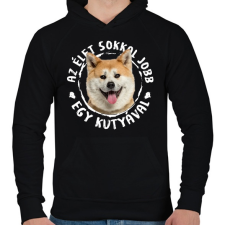 PRINTFASHION Akita Inu - Férfi kapucnis pulóver - Fekete férfi pulóver, kardigán