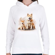 PRINTFASHION Akita kutyák - Női kapucnis pulóver - Fehér