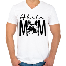 PRINTFASHION Akita Mom - Férfi V-nyakú póló - Fehér férfi póló