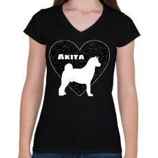PRINTFASHION Akita - Női V-nyakú póló - Fekete