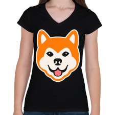 PRINTFASHION Akita - Női V-nyakú póló - Fekete női póló