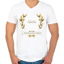PRINTFASHION Ákos - Férfi V-nyakú póló - Fehér férfi póló