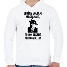 PRINTFASHION Al Capone főnök - Férfi kapucnis pulóver - Fehér férfi pulóver, kardigán