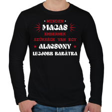 PRINTFASHION Alacsony legjobb barát - Férfi hosszú ujjú póló - Fekete férfi póló